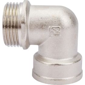 Угольник STI латунный Ду25 (1") Ру16 ВР/НР никелированный D270-05014 (артикул 22002634) – фото 1