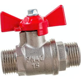Шаровой для воды VALFEX 1/2"" НР/НР бабочка, никелированная латунь 11Б27фт1М VF.219.NB1.012.Bir (артикул 20957913) – фото 1