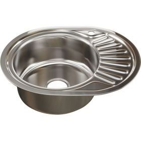 Мойка mixline овальная, 45х57х16 см, 0.6, левый выпуск 3 1/2, с сифоном 528190 (артикул 16616384) – фото 1