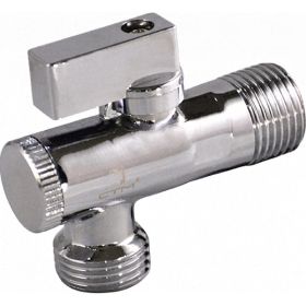 Шаровой угловой кран для бытовых приборов СТМ СТАНДАРТ 1/2х1/2"", ш/ш, с фильтром, с отражателем бабочка, хром CAFR1212 (артикул 16198826) – фото 1