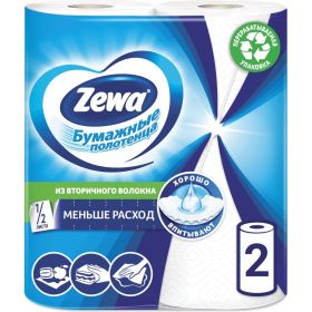 Полотенца бумажные бытовые ZEWA спайка 2 шт, 2-х слойные, белые 144001 122817 (артикул 16093135) – фото 1