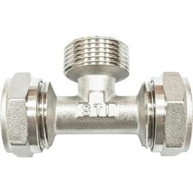 Обжимной тройник STI латунный, Ду16x1/2""х16 Ру25, наружная резьба D190-00028 (артикул 26208701) – фото 1