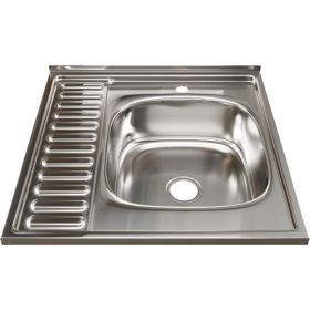 Мойка mixline 60х60х18 см, 0.8, правый выпуск 3 1/2, с сифоном 528019 (артикул 16616288) – фото 1