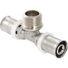 Тройник пресс с переходом на наружную резьбу 16х1/2х16 Valtec VTm.233.N.160416 (артикул 15637985) – фото 1