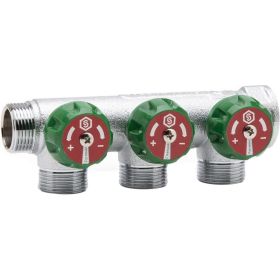 Регулирующий коллектор STOUT 1, 3 отвода 1/2 плоское уплотнение SMB-6849-011203 RG008UJF2UQFLT (артикул 16422128) – фото 1