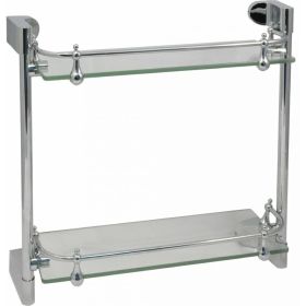 Полка Solinne Mirror стеклянная двухъярусная хром B-82711-2 2552.071 (артикул 21704878) – фото 1