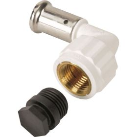 Угольник Henco 90 градусов вр c черной заглушкой bp04 1/2"", пвдф пресс (белый), 20x1/2"" 6PKW-2004 (артикул 26675708) – фото 1