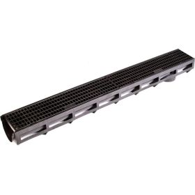 Лоток Aquastok AQUA-TOP DN90 H100 А15 1000x135x100 с пластиковой решеткой (комплект) (1092) 549067 (артикул 22888341) – фото 1