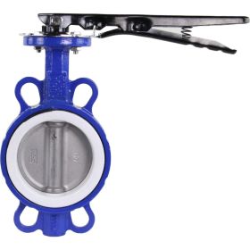 Повротный затвор DN.ru WCB-316L-PTFE Ду100 Ру16, углеродистая сталь, PTFE, с ручкой D050-02265 (артикул 18080575) – фото 1