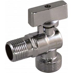 Шаровой угловой кран для бытовых приборов СТМ СТАНДАРТ 1/2х3/4"", ш/ш, с отражателем бабочка, удлиненная резьба, хром CAMR1234 (артикул 16198825) – фото 1