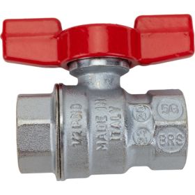 Шаровой кран Giacomini R851, 1/2, ВВ, ручка-бабочка красная, хромированный R851X023 (артикул 21915196) – фото 1