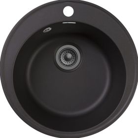 Мойка GRANFEST QUARZ чаша, D=480 мм, черный 08 черный (артикул 16220566) – фото 1