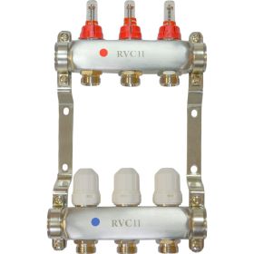 Коллекторный блок Rvc ТП нержавеющая сталь, 1 (DN25) 5x3/4 (евроконус), с расходомерами 09239 (артикул 27980636) – фото 1