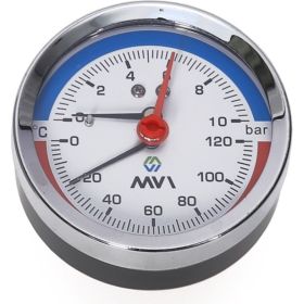 Аксиальный термоманометр MVI до 6 бар, 0C-120C, D80 мм, подключение G1/2 ATM.80.12006.04 (артикул 25786503) – фото 1