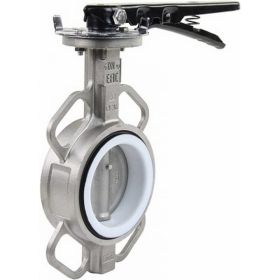 Дисковый затвор DN.ru 316L-316L-PTFE Ду100 Ру16, нержавеющая сталь, PTFE, с ручкой D050-01601 (артикул 18080515) – фото 1