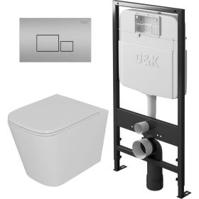 Комплект D&K подвесной безободковый унитаз DK Quadro 530х360х365 мм, сиденье микролифт, белый DS1511604 (артикул 24652209) – фото 1