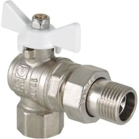 Шаровой угловой кран с полусгоном 1/2 вн.-нар. белая рукоятка Valtec BASE VT.228.NW.04 (артикул 15638049) – фото 1