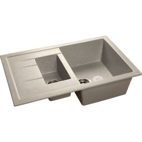 Мойка GRANFEST QUADRO GF-Q--775KL мрамор, 1.5-чаш+крыло, 765х495 мм, серый Q-775 KL сер (артикул 16220668) – фото 1