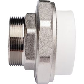 Разъемная муфта PPRC MeerPlast Дн63х50 Ру25 белая наружная резьба D200-00509 (артикул 20531572) – фото 1