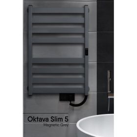 Полотенцесушитель INDIGO Oktava Slim 5 electro 80/50 таймер, скрытый монтаж, универсальное подключение R/L LСLOKS5E80-50MGRt (артикул 21191752) – фото 1