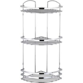 Полка в ванную TEKNO-TEL угловая, 3 яруса, 24x24x62 нерж.сталь глянцевый LM009SSS (артикул 16397986) – фото 1