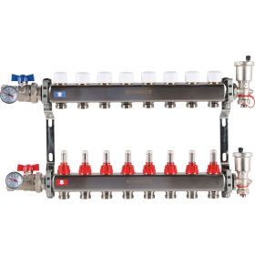 Коллектор из нержавеющей стали ROMMER в сборе, с расходомерами, 8 выходов Rms-1210-000008 RG0091LAMEVUF0 (артикул 26580704) – фото 1