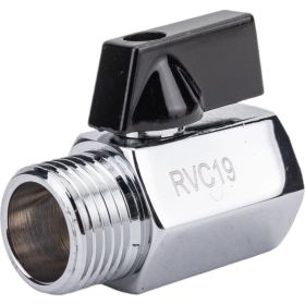 Прямой кран для бытовой техники Rvc (15) 1/2 г х 1/2 ш, мини (ручка черная) 13549 (артикул 27980978) – фото 1