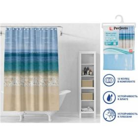 Штора для ванной комнаты PERFECTO LINEA Secret 180x180, с кольцами, пляж 36-118106 (артикул 25327299) – фото 1