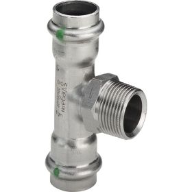 Тройник Viega Sanpress Inox с SC-Contur, 22x3/4""x22 мм, нержав.сталь 445980 (артикул 16338473) – фото 1