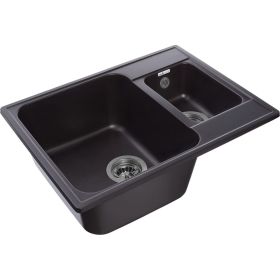 Мойка GranFest QUARZ 1.5-чаши, 620х480 черный 09 черный (артикул 16220374) – фото 1