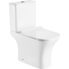 Напольный безободковый унитаз с бачком и сиденьем микролифт Azario FRETTA SQUARE 650x340x770 мм AZ-1215 + AZ-1216 00080074 (артикул 23708073) – фото 1