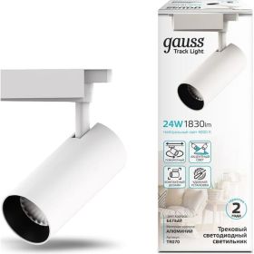 Трековый светильник GAUSS цилиндр 24W 1830lm 4000K 180-240V IP20 65х210мм белый LED 1/40 TR070 (артикул 16856587) – фото 1