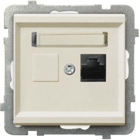 Компьютерная розетка Ospel Sonata 1-я, категория 5e, RJ-45, без рамки, бежевый GPK-1R/K/m/27 (артикул 16257662) – фото 1