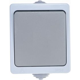 Проходной выключатель, 1 клавиша UNIVersal Аллегро IP54, серый 1276 (артикул 15734343) – фото 1