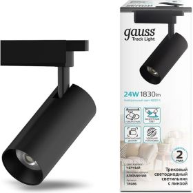 Трековый светильник GAUSS цилиндр 24W 1830lm 4000K 180-220V IP20 65х206мм черный LED 1/40 TR086 (артикул 16856341) – фото 1