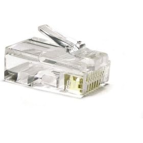 Разъем под витую пару Hyperline, PLUG-8P8C-U-C6-100, RJ-45, 8P8C, категория 6, 50 микродюймов, универсальный, для одножильного и многожильного кабеля, 100 шт, 49367 (артикул 15559902) – фото 1