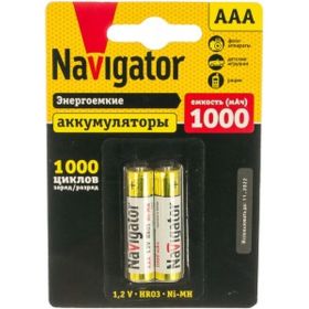 Аккумулятор Navigator NHR-1000-HR03-BP2, 1000mAh, AAA, NiMH 17104 (артикул 15237849) – фото 1