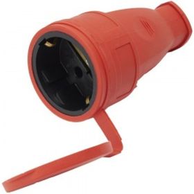 Переносная одноместная розетка STEKKER с/з с крышкой каучук 230В 16А IP44 красный RST16-21-44 39195 (артикул 16177069) – фото 1