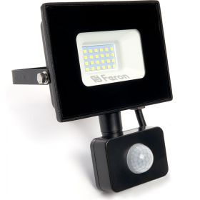 Светодиодный прожектор FERON LL-907 с датчиком 30W 6400K 230V черный IP44 153*178*54мм 29557 (артикул 16425406) – фото 1