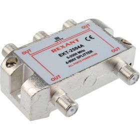Делитель REXANT ТВ х 4 под F разъём, 5-2500 МГц, СПУТНИК 05-6203 (артикул 16198226) – фото 1