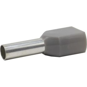 Штыревой втулочный изолированный наконечник KLR KTE 2x4-12 2x4mm2, L=12mm, серый 240012 (артикул 16437702) – фото 1