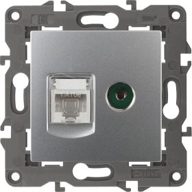 Розетка ЭРА 14-3110-03 RJ45 TV, IP20, алюминий Б0034316 (артикул 15980679) – фото 1
