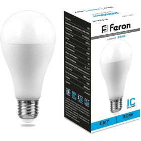 Светодиодная лампа FERON LB-130 Шар E27 30W 6400K 38196 (артикул 19377282) – фото 1