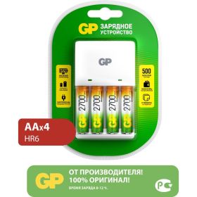 Комплект зарядного устройства kb01 и четырех аккумуляторов аа емкостью 2700 мач GP 648 (артикул 29901104) – фото 1