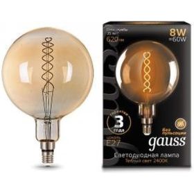 Лампа Gauss LED Vintage Filament Flexible G200 8W E27 200x300mm Amber 620lm 2400K 1/6 154802008 (артикул 16313706) – фото 1