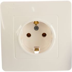Розетка Schneider Electric BLANCA с заземлением без шторок, МОЛОЧНЫЙ BLNRS001012 (артикул 16313819) – фото 1