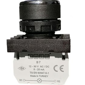 Нажимная круглая кнопка Emas синяя, 250В AC, 4А, 12-30В AC/DC, 10шт. B170DM (артикул 16294200) – фото 1