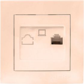 1-местная компьютерная розетка EKF Валенсия, RJ-45 кремовая PROxima EWK01-035-20 (артикул 16373700) – фото 1
