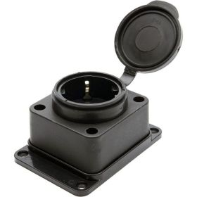 Настенная одноместная розетка STEKKER с зазем, каучук 230В, 16А, IP44, черная RST16-31-44 NEW 39018 (артикул 16041723) – фото 1