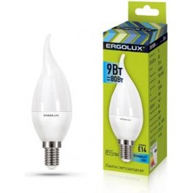 Светодиодная лампа Ergolux LED-CA35-9W-E14-4K свеча на ветру, 9Вт, E14, 4500K, 180-240В 14227 (артикул 16392488) – фото 1